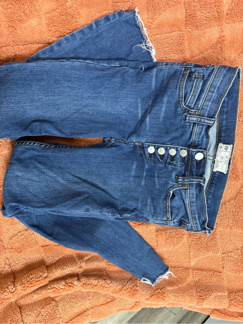 Free People High-Rise Button-Fly Jeans - Denim Blue